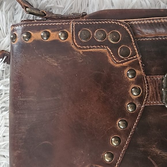 BED|STU RARE CROSSBODY LEATHER HANDBAG RUSTIC BROWN STUDDED SUMMERLAND LIKE NEW - Picture 10 of 16